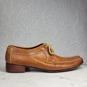 Vintage Hand Sewn Oxfords Mens 11D Tanned Soft Leather Soles Casual Laces